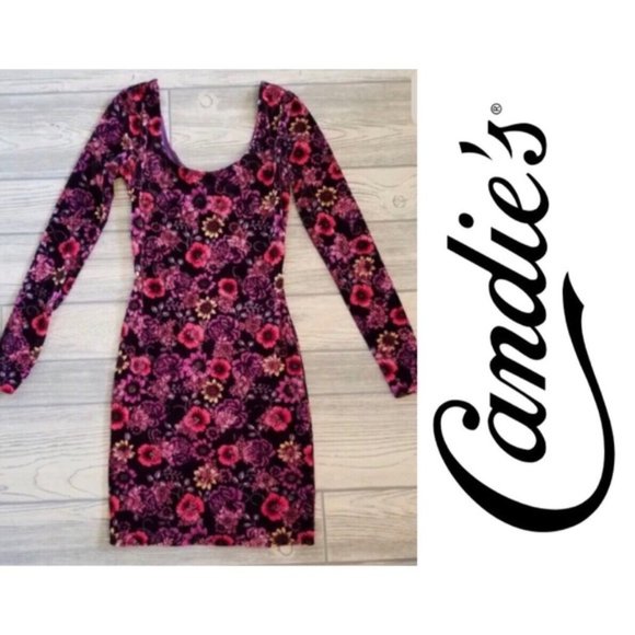 Candie's Dresses & Skirts - Deep Plum Floral Velvet Dress
